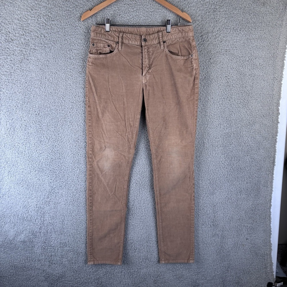 Bonobos Pants Men 32x32 Tan Brown Corduroy‎ 5-Pocket Straight Cotton Blend READ